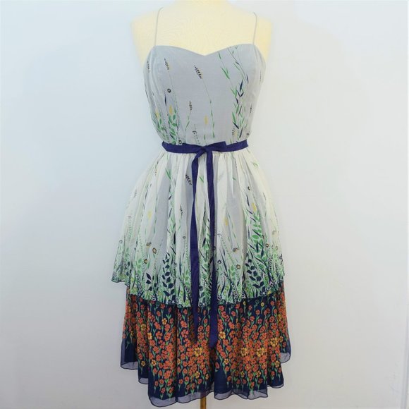 Anna Sui Dresses & Skirts - Anna Sui Anthropologie Tiered Floral Silk Dress 12